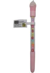 Stylo  bille bleu avec crme glace et perles avec lettres 19 cm