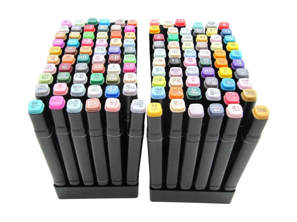Set 120 feutres couleurs différentes avec 2 pointes de 3 et 6,5 mm dans le sac avec poignée