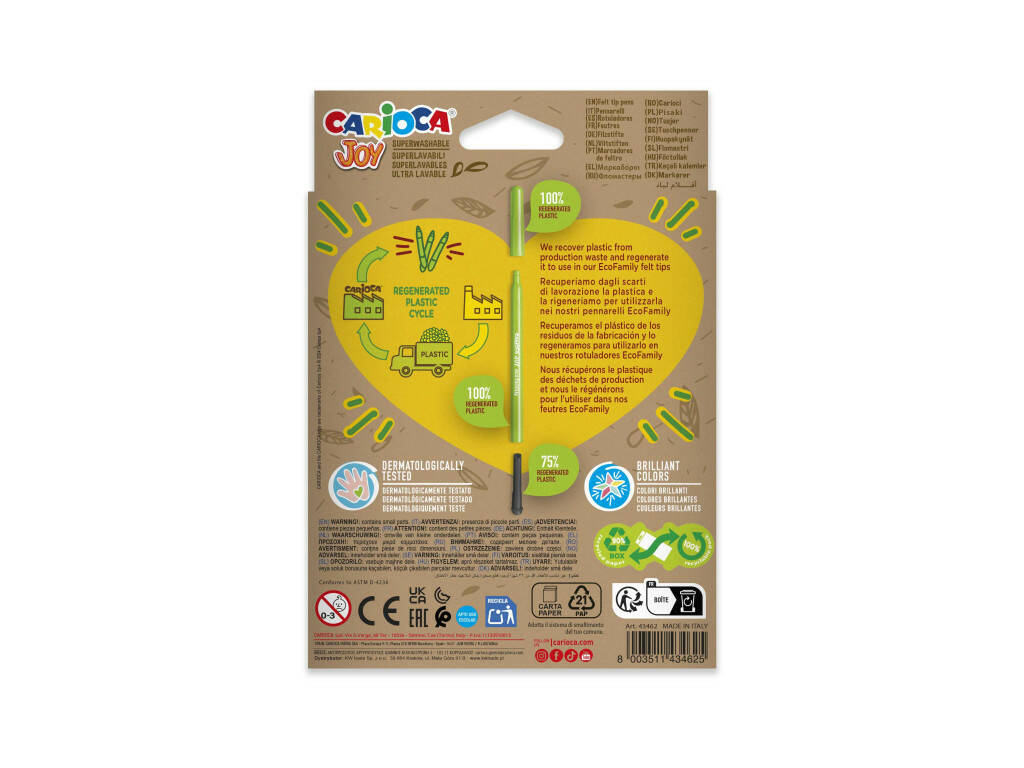 Carioca Joy Eco Family Pack avec 12 feutres super lavables