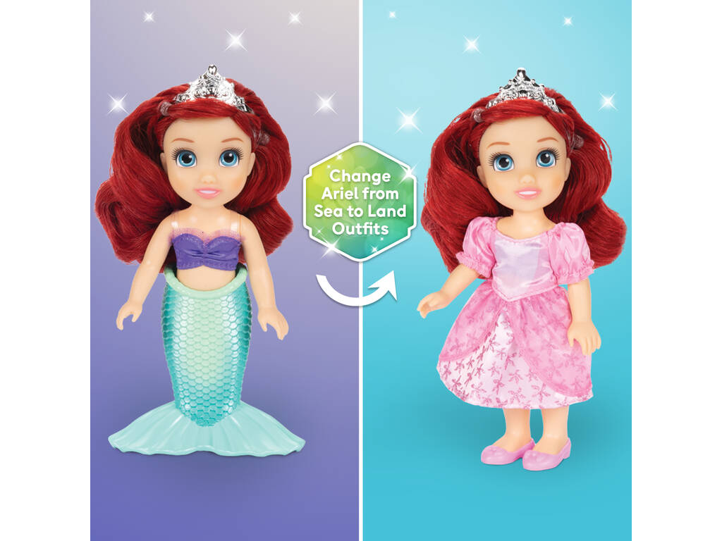 Disney Princess Boneca Ariel de 15 cm com Flounder e Sebastian