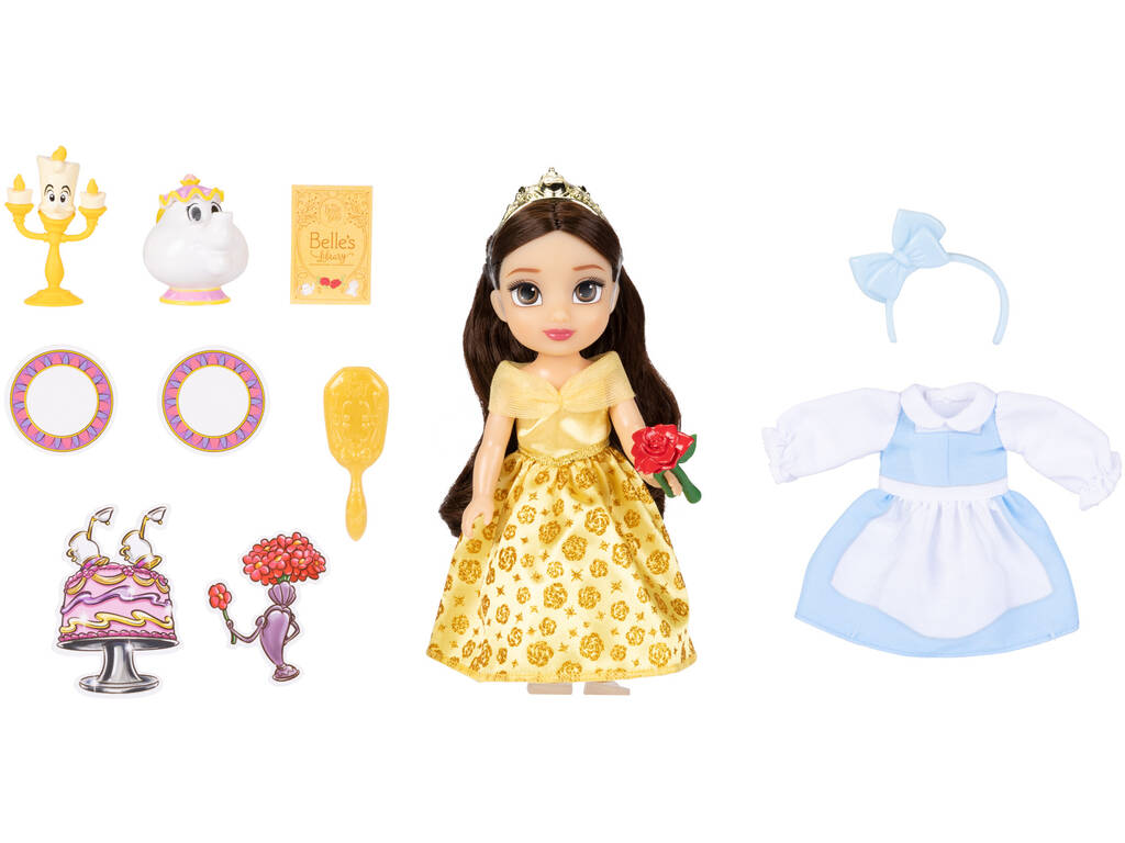 Disney Princess Boneca Bela de 15 cm com Mrs. Potts e Lumiere
