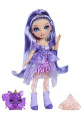 Rainbow High Shimmers Poupée Violet Willow avec slime et animal de compagnie