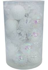 Décoration de Noël Boîte de 25 boules de Noël blanches de 6 cm