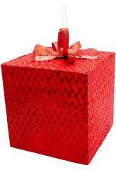 Enfeite Natalício Caixa Oferta Vermelha com Lantejoulas e Laço Vermelho de 20 cm