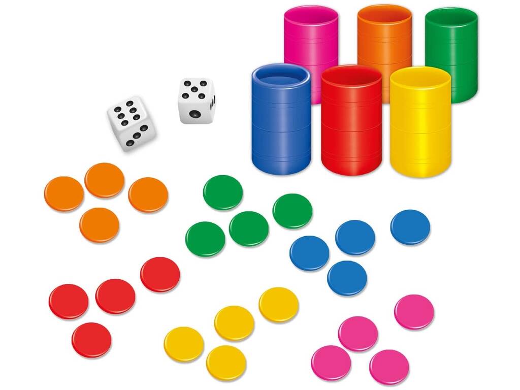 Parchís et Oca 2 en 1 pour 6 joueurs avec plateau en bois et accessoires