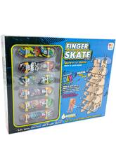 Finger Skate Rack Set 6 patins avec présentoir en bois