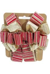 Enfeite Natalício Laço Natalício Dourado e Vermelho de 30x30 cm
