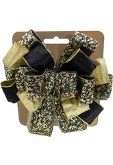 Décoration de Noël Ruban de Noël noir et doré 30 x 30 cm