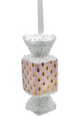 Enfeite Natalício Doce Rosa e Dourado de 14x5 cm