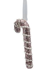 Décoration de Noël Canne à sucre rose brillant avec perles, 17 cm