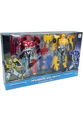 Robocarros Transformáveis Pack 2 Figuras Vermelha e Amarela com Acessórios