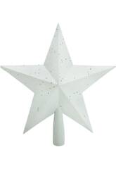 Enfeite Natalício Estrela para Árvore Branca com Brilho de 23 cm