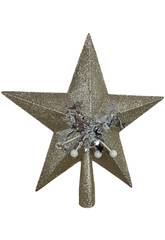 Enfeite Natalício Estrela para Árvore Prateada com Brilho de 23 cm