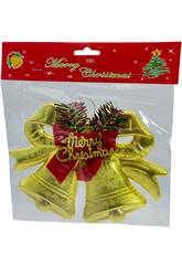 Décoration de Noël Clochettes dorées Merry Christmas 14 x 19,5 cm