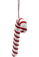 Enfeite Natalício Bengala Doce Branca e Vermelha Brilhante de 17 cm