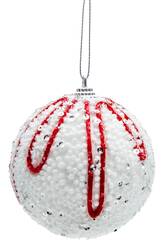 Ornamento Natalício Bola Branca e Vermelha de 8 cm