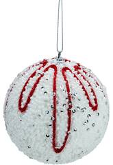 Ornamento Natalício Bola Branca e Vermelha de 10 cm