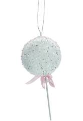 Enfeite Natalício Doce Espuma com Pau 10x25 Rosa e Branco