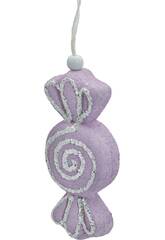 Décoration de Noël Bonbon rose brillant de 14 x 6 cm