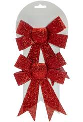 Enfeite Natalício Conjunto 2 Laços Vermelhos de 16x14 cm