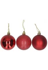 Décoration de Noël Boîte de 20 boules de Noël assorties de couleur rouge, 8 cm
