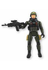 Forces spéciales Figurine en uniforme vert de 22,5 cm avec casque et lunettes