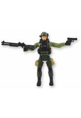 Forces spéciales Figurine en uniforme vert foncé et clair de 22,5 cm avec casque et lunettes