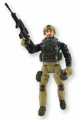 Forças Especiais Figura Uniforme Preto e Verde de 22,5 cm com Capacete