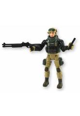 Figurine des forces spéciales en uniforme noir et vert de 22,5 cm avec casque et lunettes