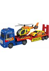 Megacamião de Resgate de 55 cm com Carro e Helicóptero