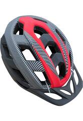 Capacete Desportivo Vermelho e Preto Tamanho L com Luzes LED