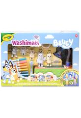 Crayola Washimals Bluey Set 4 Mascotas mit Pool und ausmalbarem Hintergrund