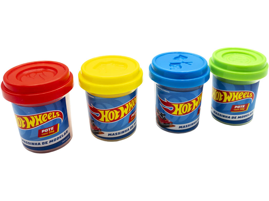 Hot Wheels Pâte à modeler, lot de 4 pots