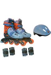 Hot Wheels Patines Ajustables Talla 34-37 con Accesorios