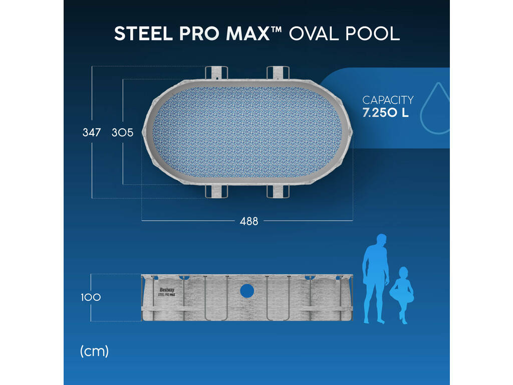 Piscina Desmontável Oval Steel Pro Max Splashview 427x250x100 cm. Bestway 56714