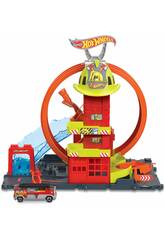 Hot Wheels City Caserne de pompiers Superloop avec véhicule