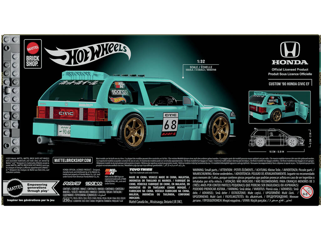 Hot Wheels Speed Series Custom 90 Honda Civic EF de 248 Piezas