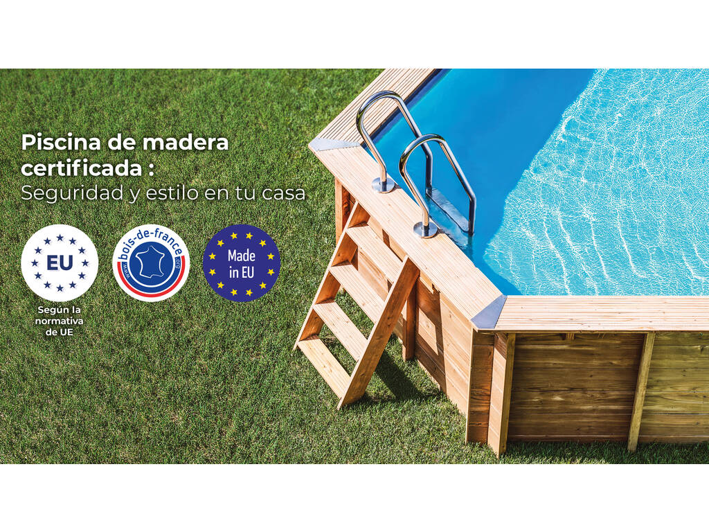 Piscina rettangolare in legno Papaya 520 x 320 x 133 cm Gre WPPAPA
