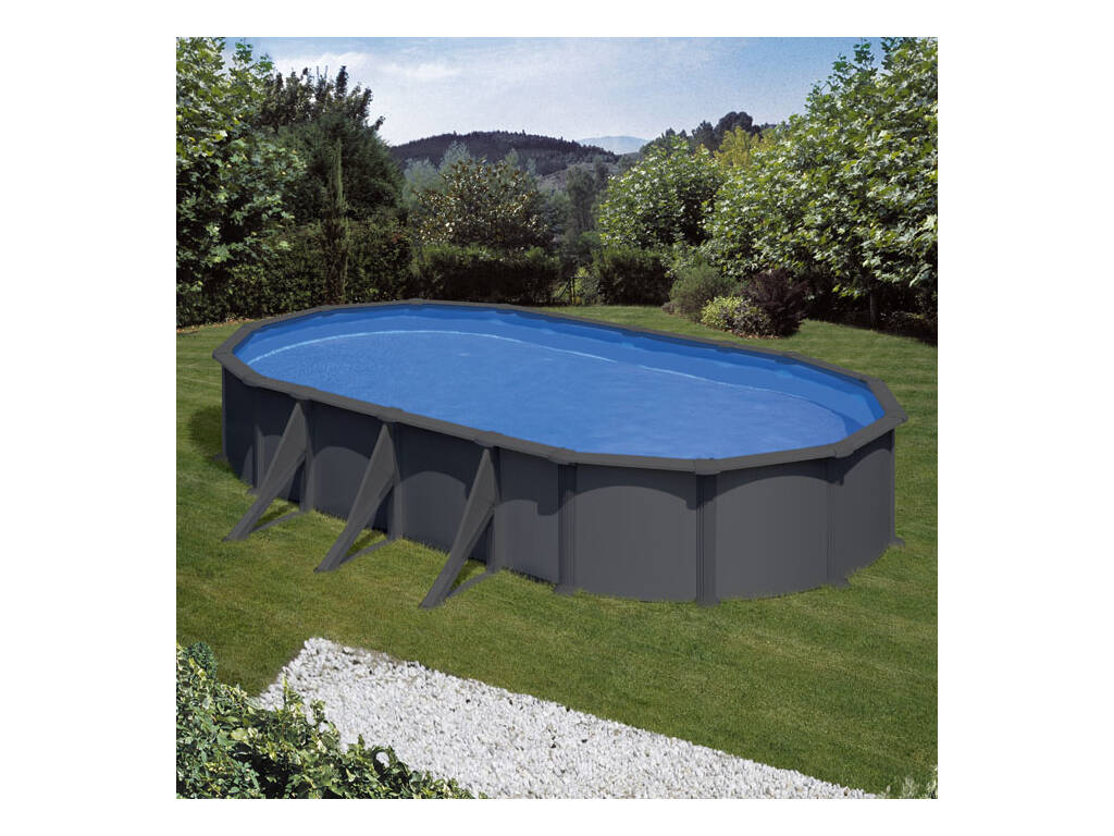 Piscina ovale Aspetto antracite 730 x 375 x 132 cm Gre KITPROV738GY