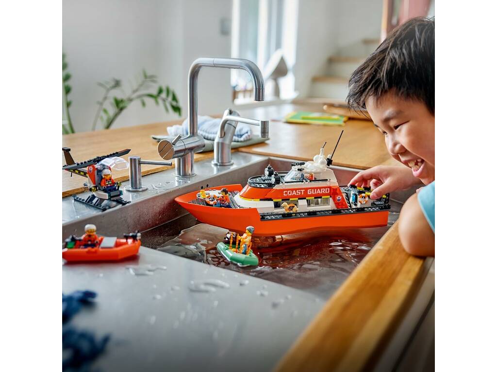 Lego City Barca e elicottero di soccorso della guardia costiera