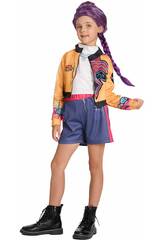 Costume Music Hunter Bambina con parrucca viola taglia L