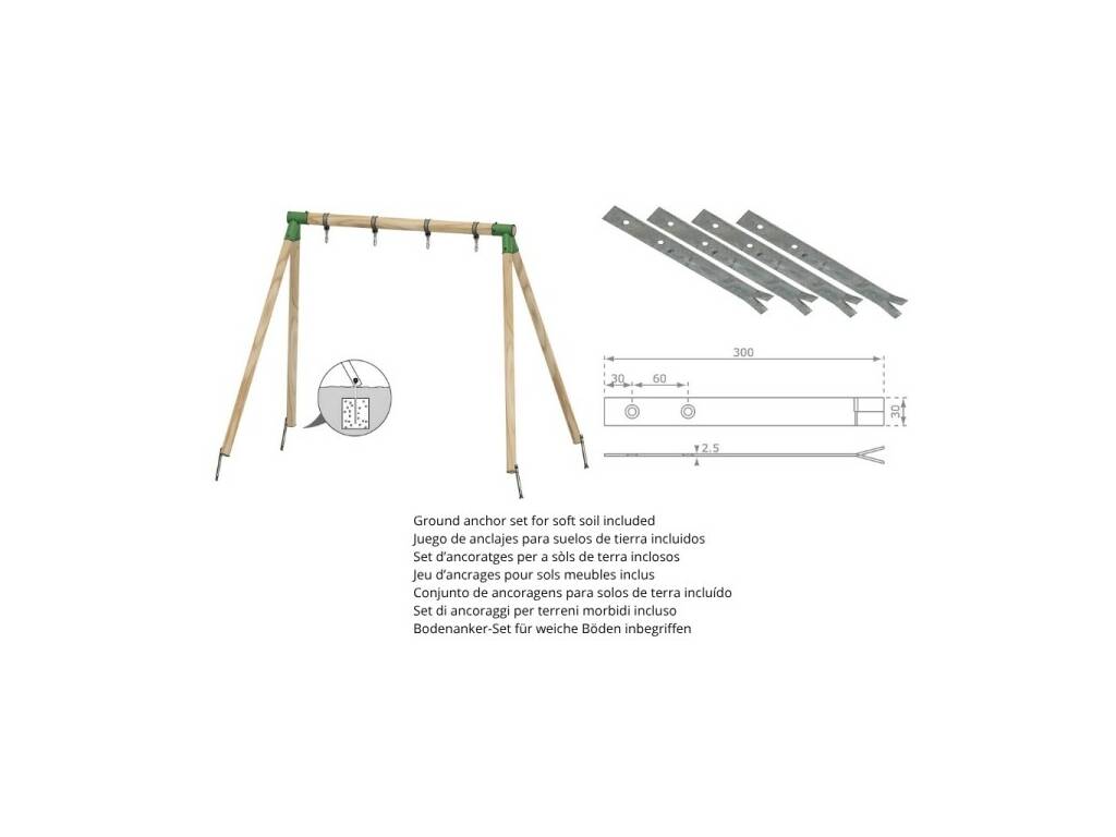 Balançoire en bois carré Reiko avec siège bébé 200 x 245 x 175 cm Masgames MA700094