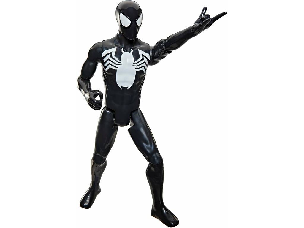 Marvel Spiderman Figura Articulada Titan Series Spiderman Traje Negro de 29 cm