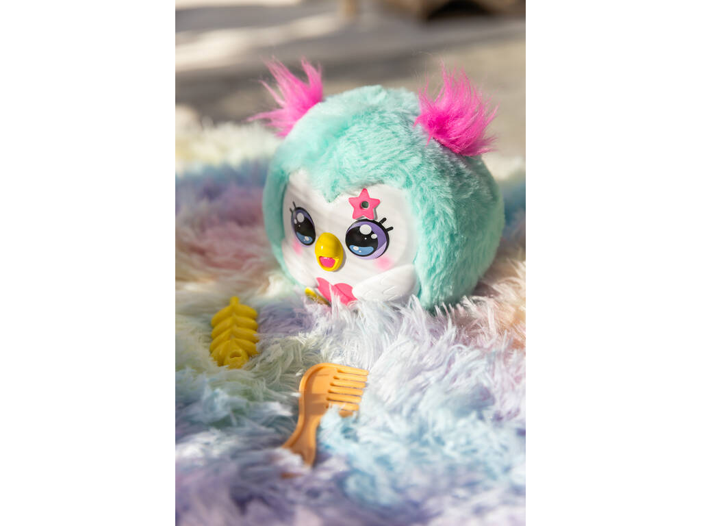 Funtasy Family Kiss Meez Peluche hibou bleu avec sons