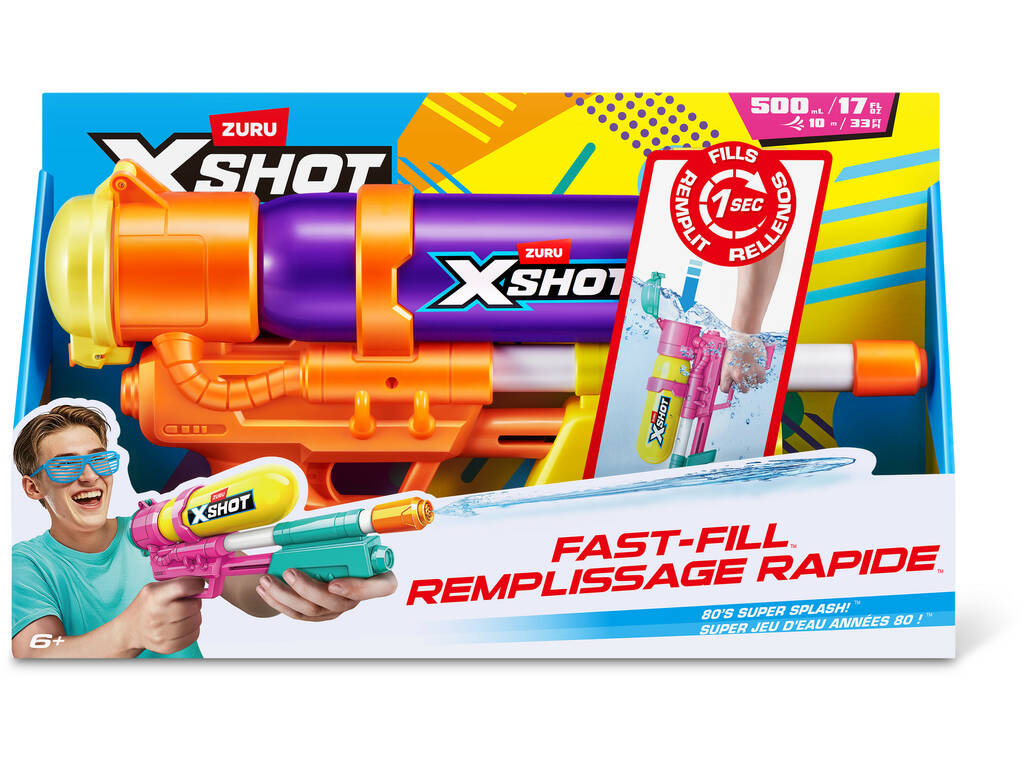Zuru X-Shot Lanceur d’eau Fast-Fill 80’s Super Splash