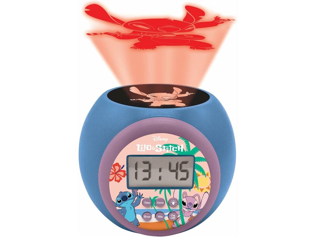 Disney Stitch Reloj Despertador Redondo Proyector con Luz