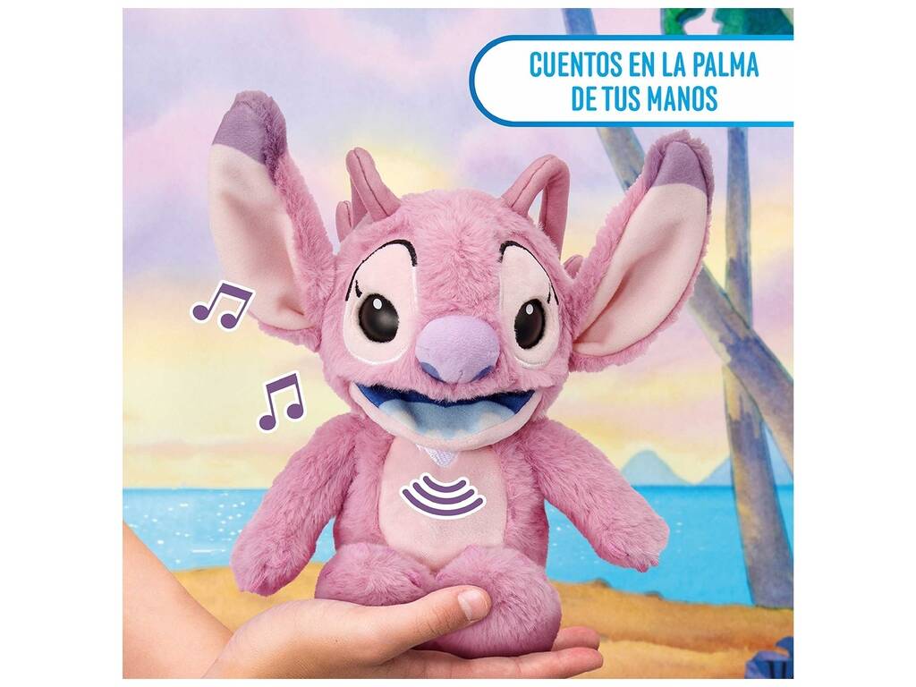 Disney Stitch Peluche Palm Puppetronics Angel de 20 cm con Sonidos y Acciones Realistas