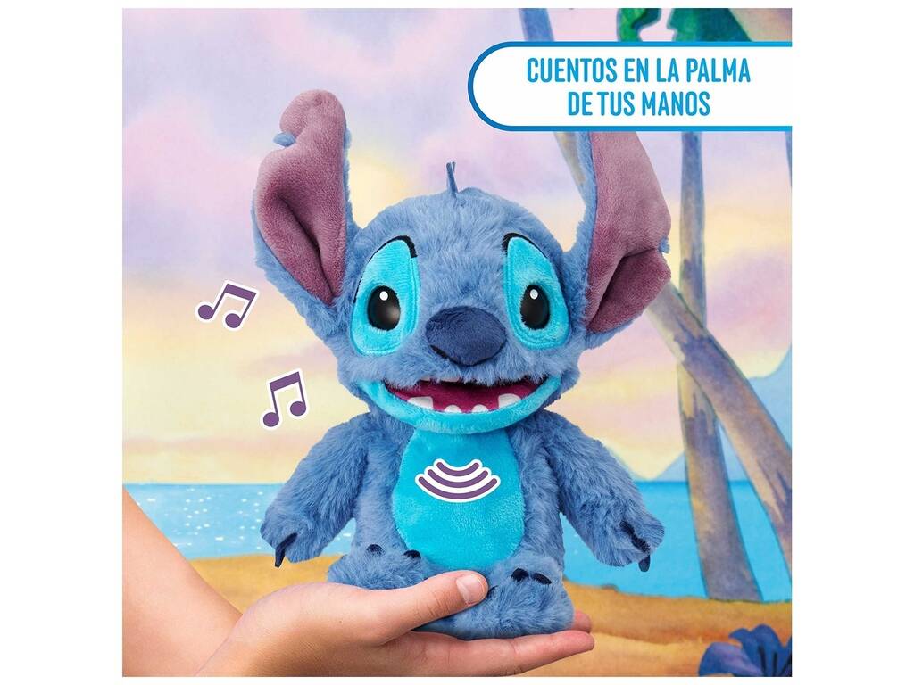 Disney Stitch Peluche Palm Puppetronics Stitch de 20 cm con Sonidos y Acciones Realistas