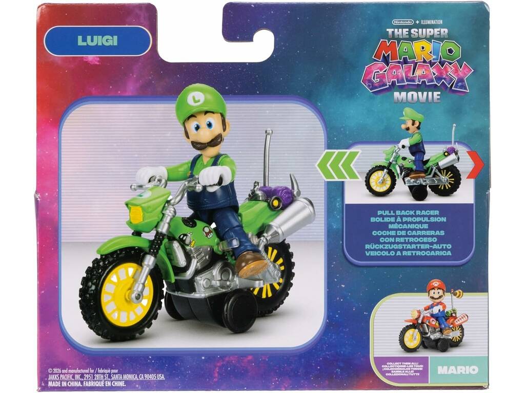 The Super Mario Galaxy Movie Moto de Carreras con Figura Luigi de 7 cm