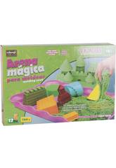 Sable Magique 700 gr. Vert avec Accessoires 17 pi�ces